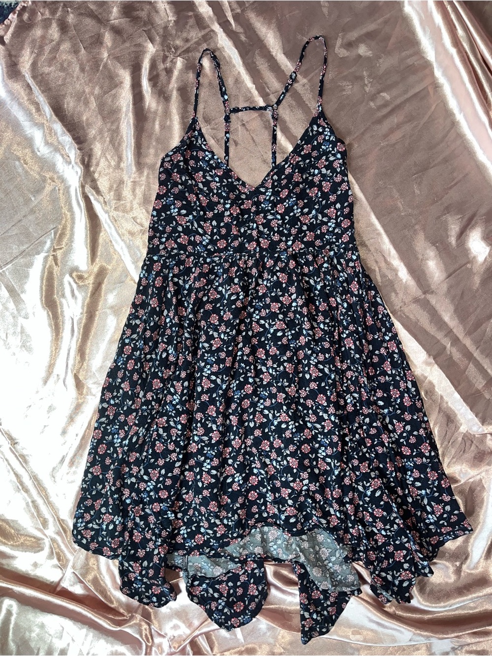 Hollister Navy Floral adjustable Spaghetti Strap Dress Size XS